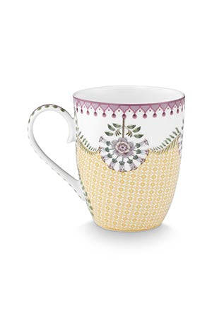 Pip Studio Lily & Lotus Tiles Yellow Beker - Porselein - 365 ml