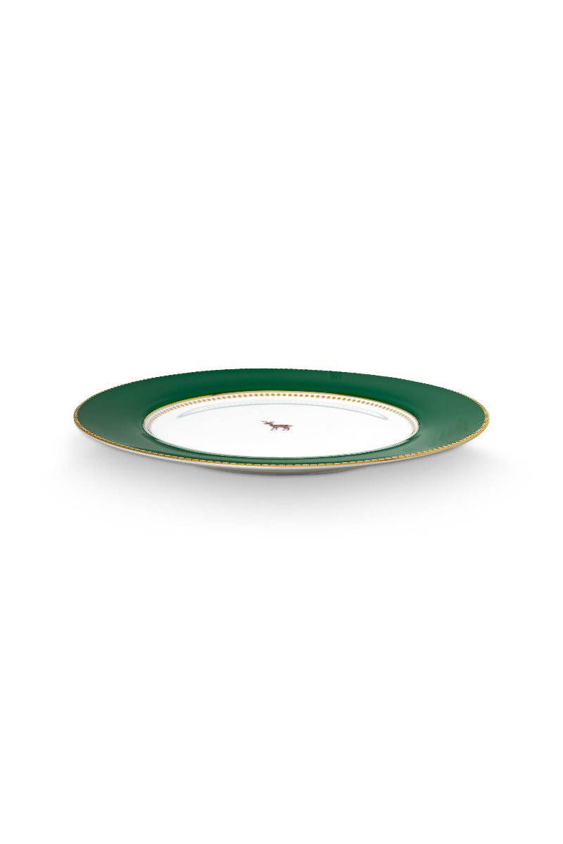 Pip Studio Love Birds Deer Dark Green Dinerbord - Porselein - Ø 26,5 cm