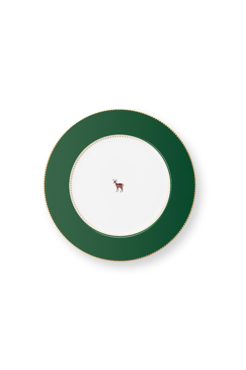 Pip Studio Love Birds Deer Dark Green Dinerbord - Porselein - Ø 26,5 cm