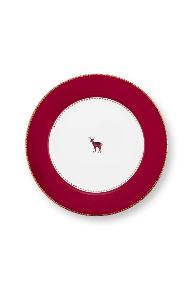 Pip Studio Love Birds Deer Dark Red Ontbijtbord - Porselein - Ø 21 cm