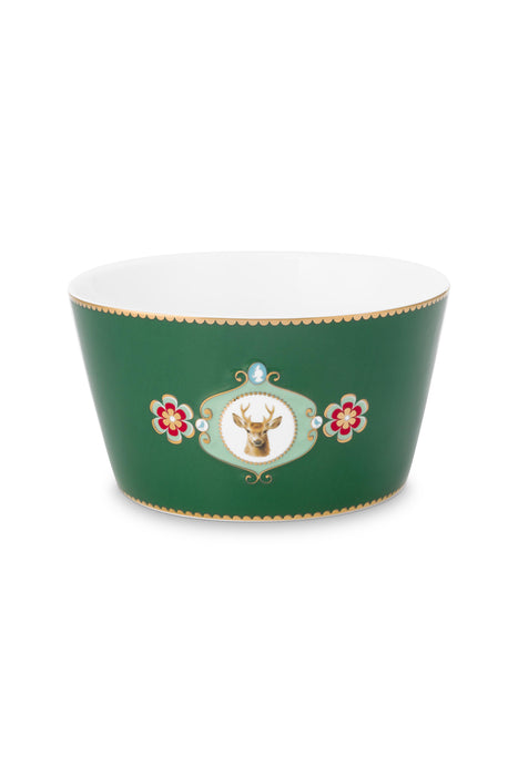 Pip Studio Love Birds Medallion Deer Dark Green Schaaltje - Porselein - Ø 15 cm