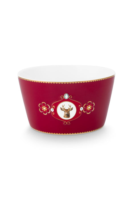 Pip Studio Love Birds Medallion Deer Dark Red Schaaltje - Porselein - Ø 15 cm
