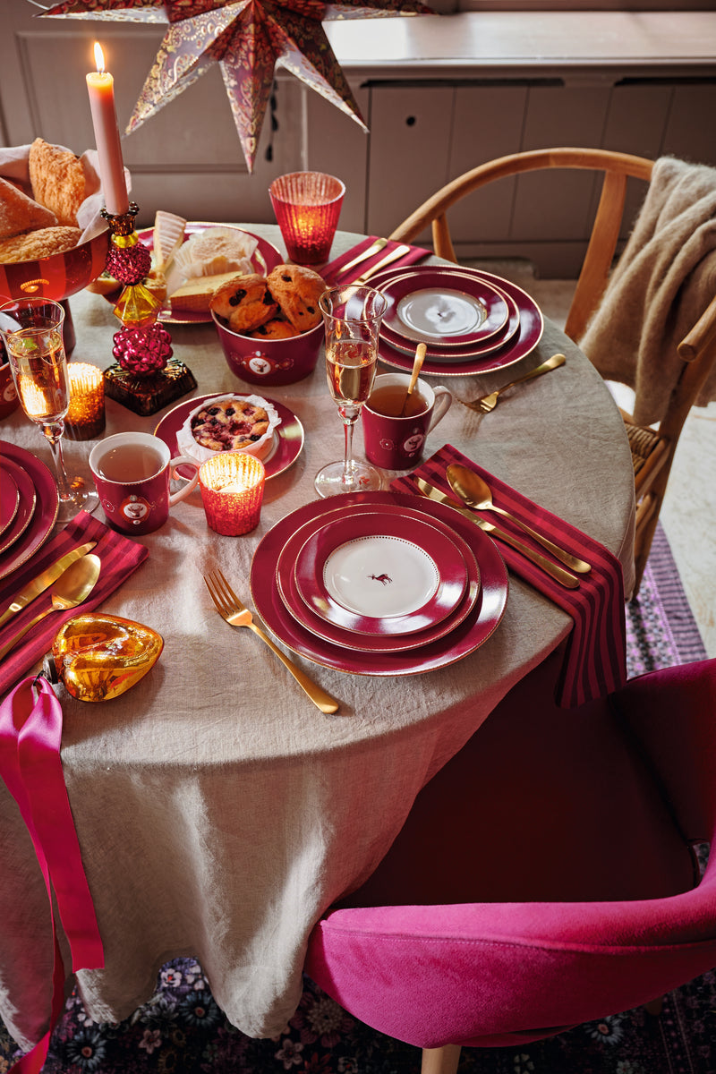 Pip Studio Love Birds Medallion Deer Dark Red Schaaltje - Porselein - Ø 15 cm