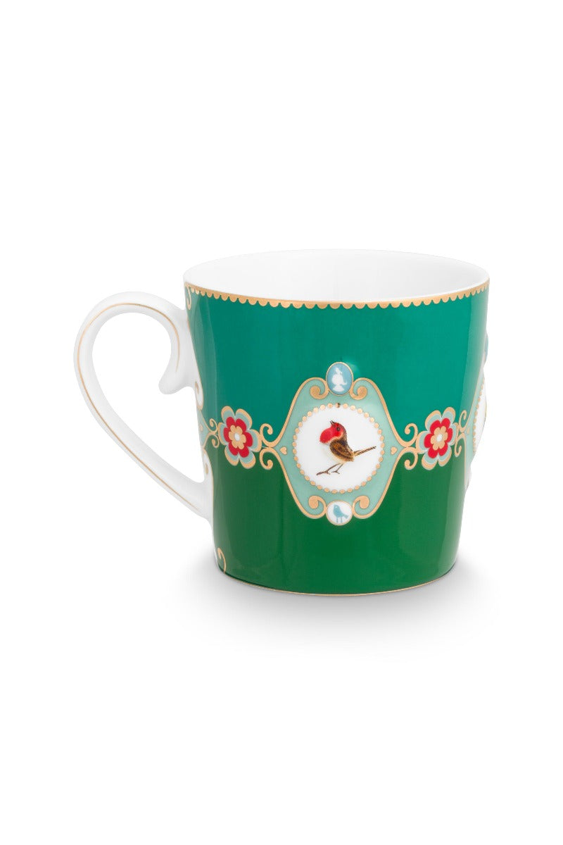 Pip Studio Love Birds Medallion Emerald-Green Beker - Porselein - 250 ml