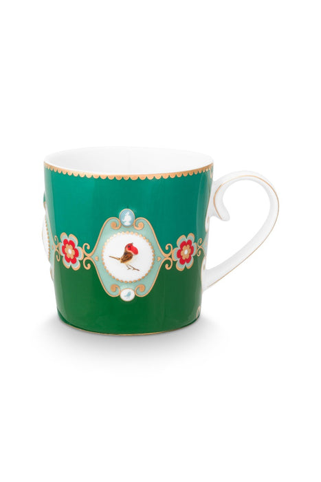 Pip Studio Love Birds Medallion Emerald-Green Beker - Porselein - 150 ml