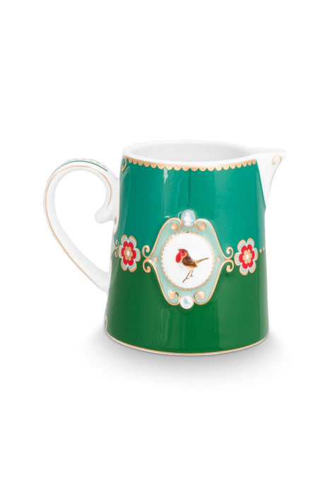 Pip Studio Love Birds Medallion Emerald-Green Melkkannetje - Porselein - 270 ml