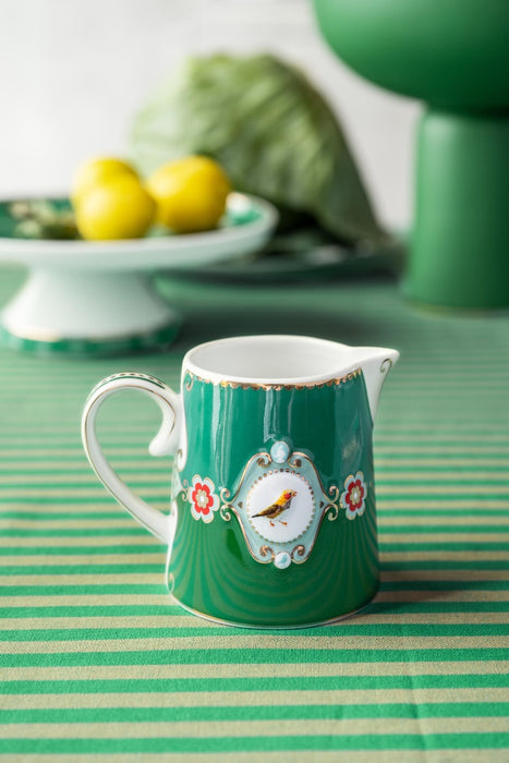 Pip Studio Love Birds Medallion Emerald-Green Melkkannetje - Porselein - 270 ml