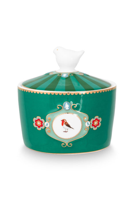 Pip Studio Love Birds Medallion Emerald-Green Suikerpotje - Porselein - 300 ml