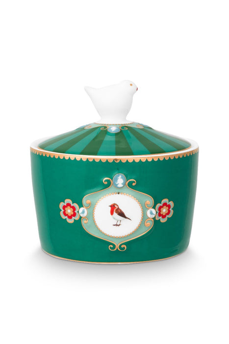 Pip Studio Love Birds Medallion Emerald-Green Suikerpotje - Porselein - 300 ml