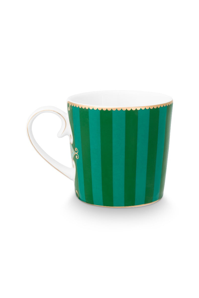 Pip Studio Love Birds Medallion Stripes Emerald-Green Beker - Porselein - 150 ml
