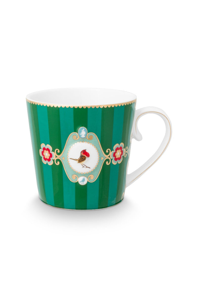 Pip Studio Love Birds Medallion Stripes Emerald-Green Beker - Porselein - 250 ml