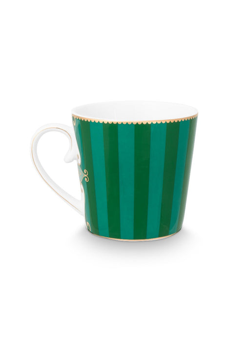 Pip Studio Love Birds Medallion Stripes Emerald-Green Beker - Porselein - 250 ml