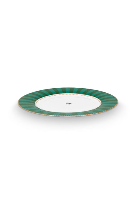 Pip Studio Love Birds Stripes Emerald-Green Ontbijtbord - Porselein - Ø 21 cm