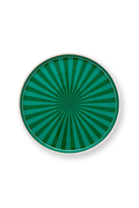 Pip Studio Love Birds Stripes Emerald-Green Taartplateau - Porselein - Ø 24 cm