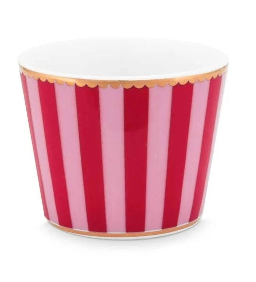 Pip Studio Love Birds Stripes Red-Pink Eierdopje - Porselein - Ø 5 cm