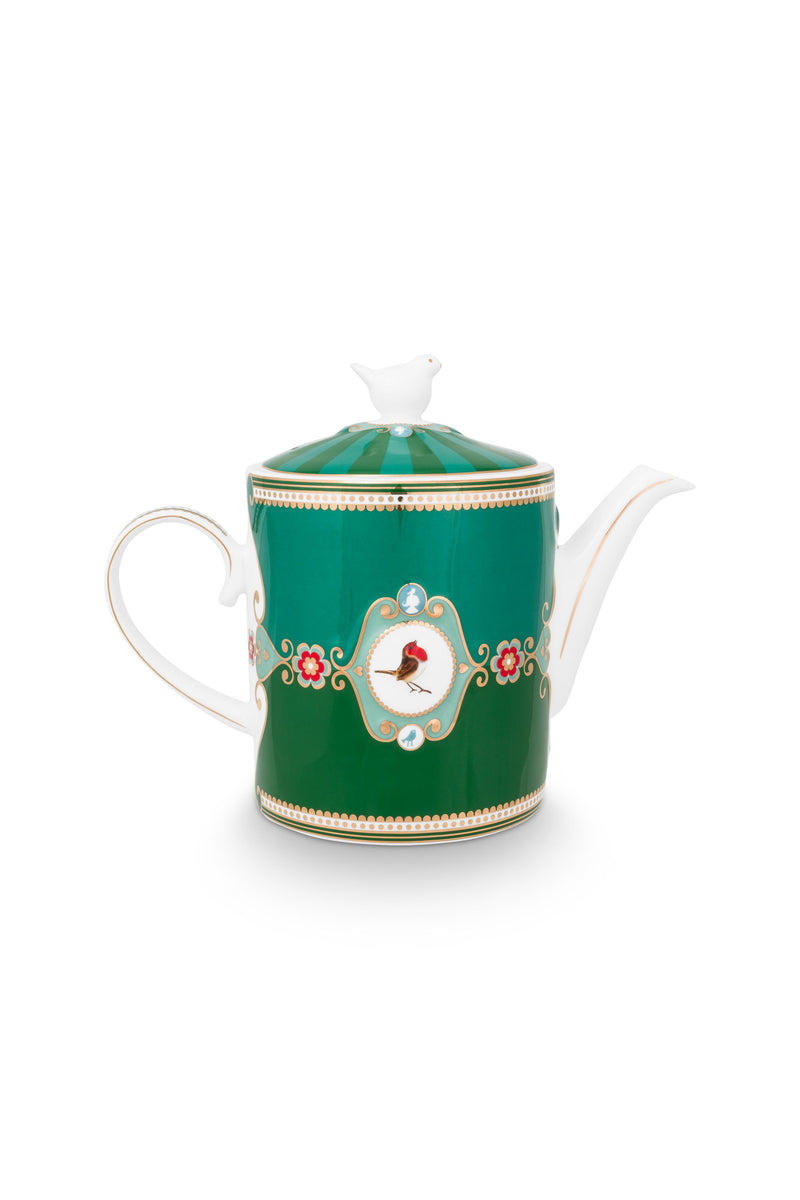 Pip Studio Love Birds Medallion Emerald-Green Theepot - Porselein - 1,3 ltr.