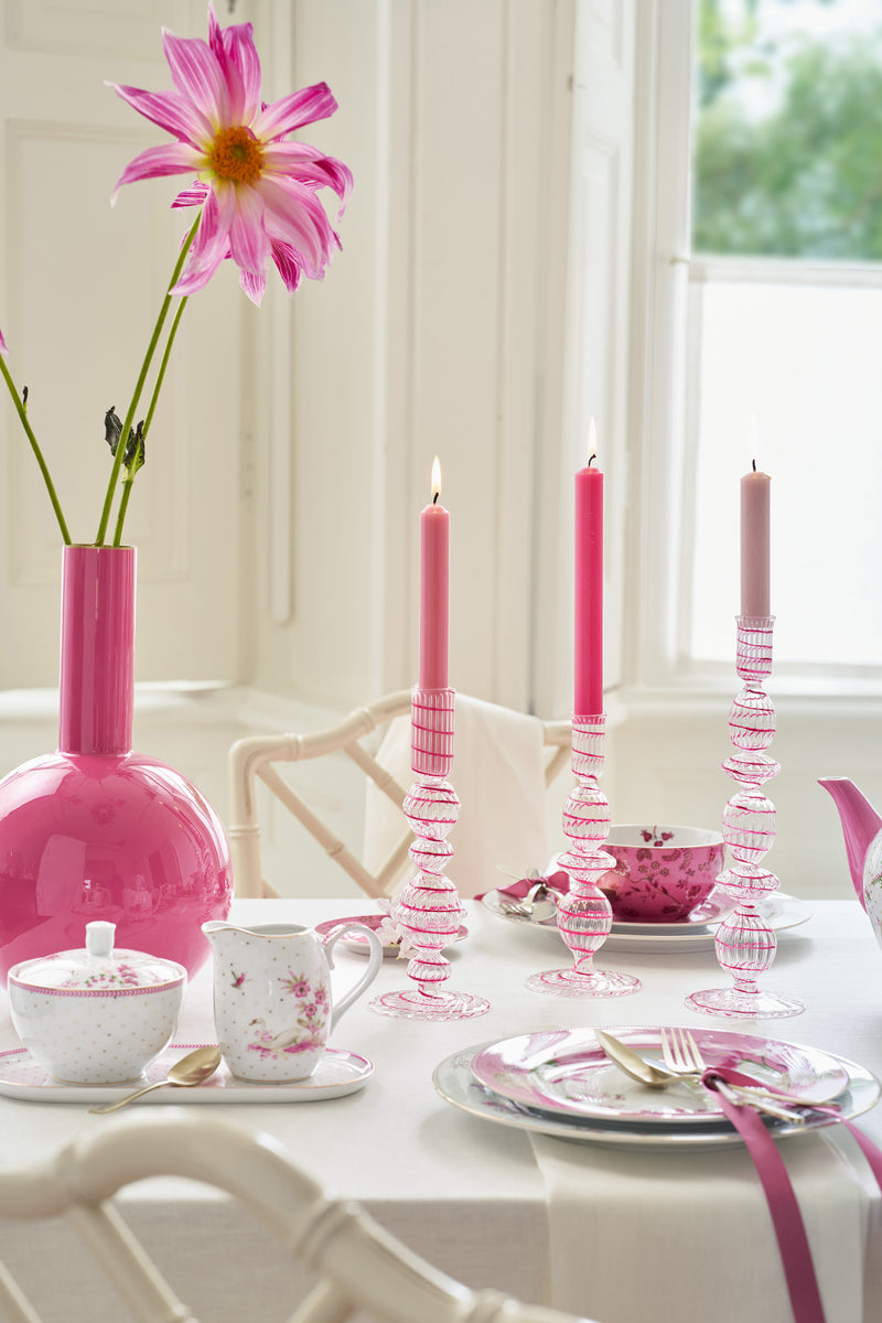 Pip Studio Swirl Pink Kandelaar - Glas - 28 cm