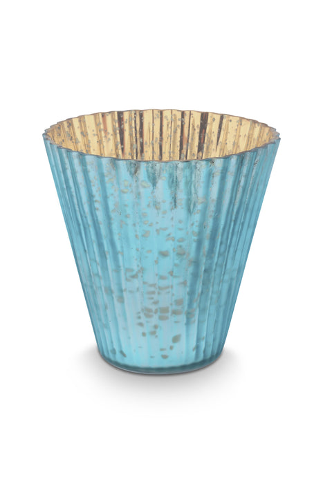 Pip Studio Blue Medium Theelichthouder - Set van 3 Stuks - Glas - 10 cm x 10,5 cm