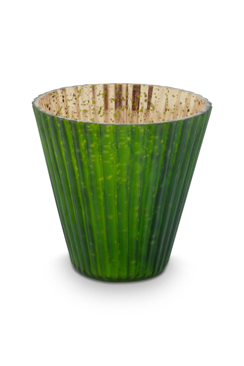 Pip Studio Blue Medium Theelichthouder - Groen - Glas - 10 cm x 10,5 cm