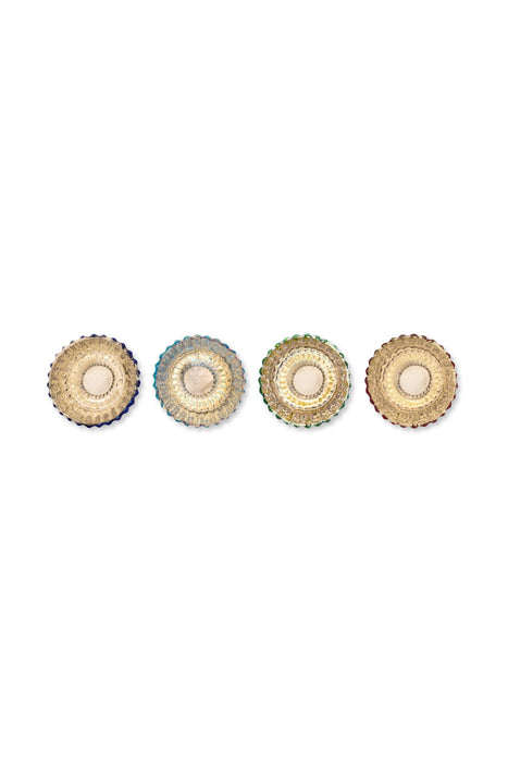 Pip Studio Blue Small Theelichthouder - Set van 4 Stuks - Glas - 7 cm x 7 cm