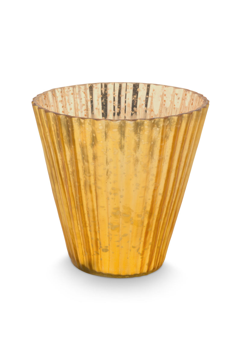 Pip Studio Red Medium Theelichthouder - Geel - Glas - 10 cm x 10,5 cm