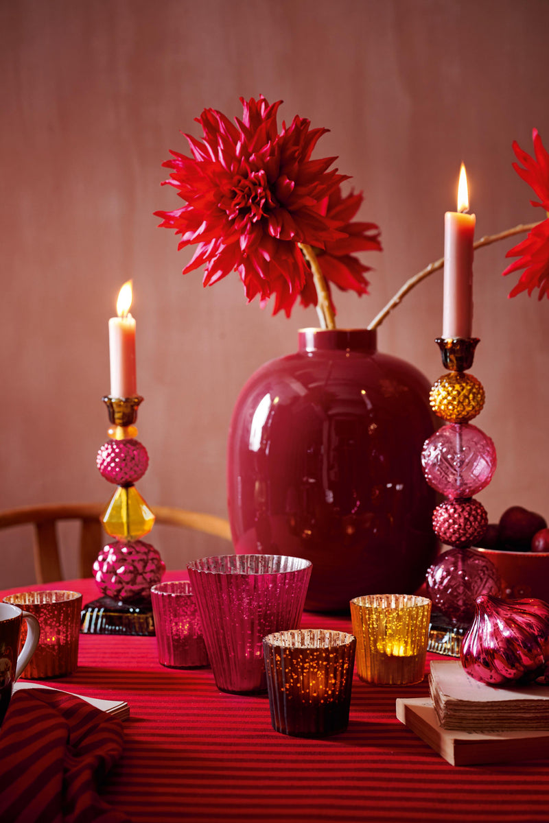 Pip Studio Red Medium Theelichthouder - Geel - Glas - 10 cm x 10,5 cm