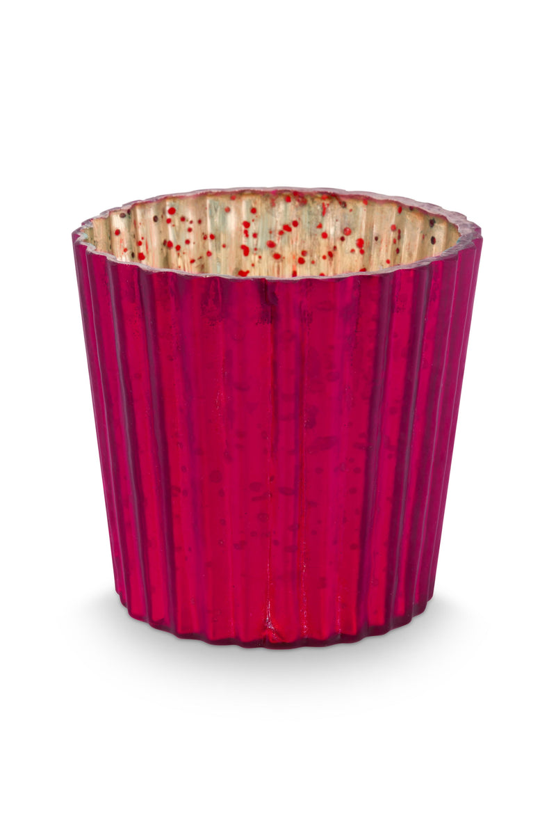 Pip Studio Red Small Theelichthouder - Roze - Glas - 7 cm x 7 cm