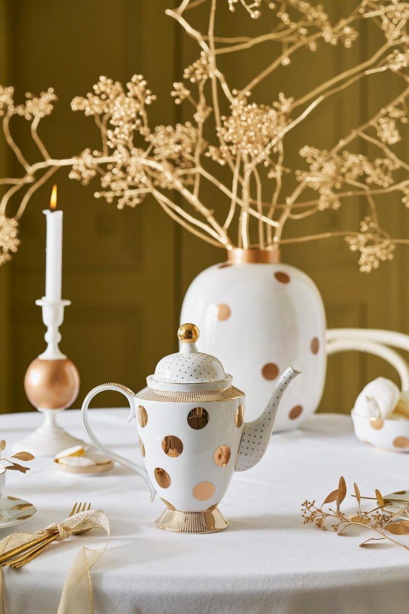 Pip Studio Dot Delight White-Gold Theepot - Porselein - 1,25 ltr.