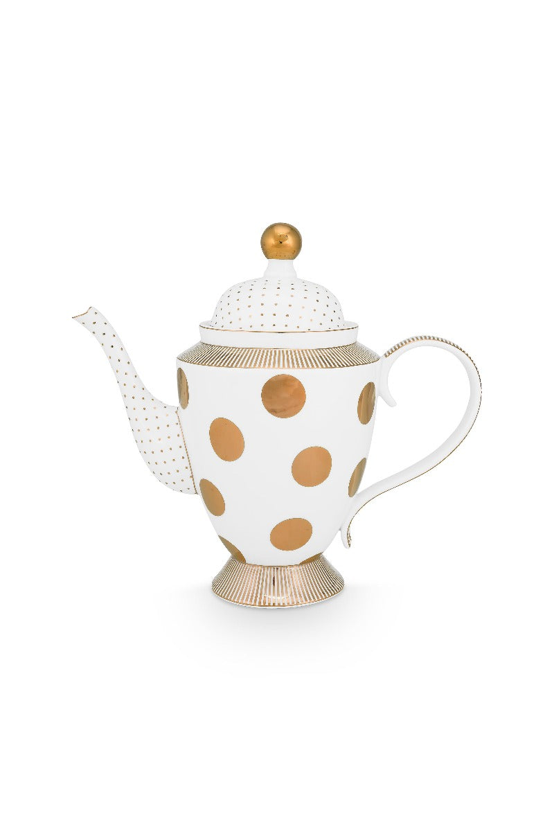 Pip Studio Dot Delight White-Gold Theepot - Porselein - 1,25 ltr.