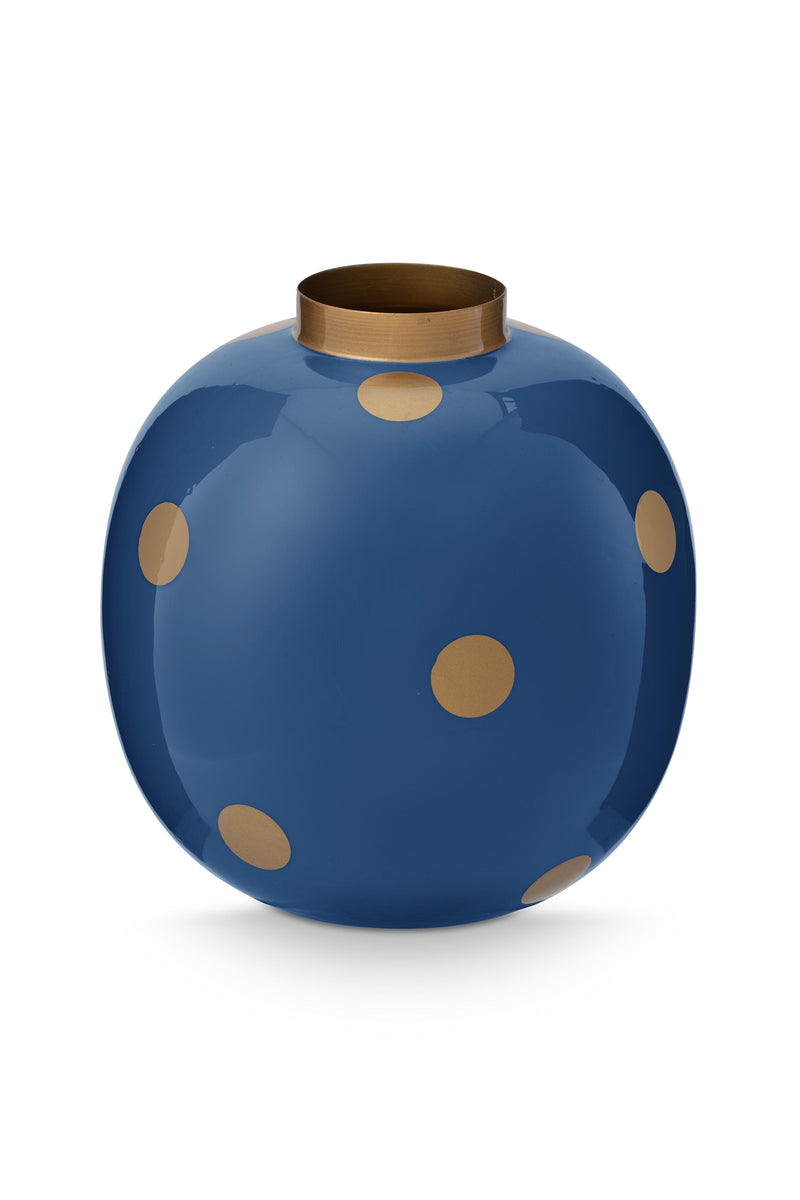 Pip Studio Vaas - Dots Navy-Gold - Metaal - 23 cm
