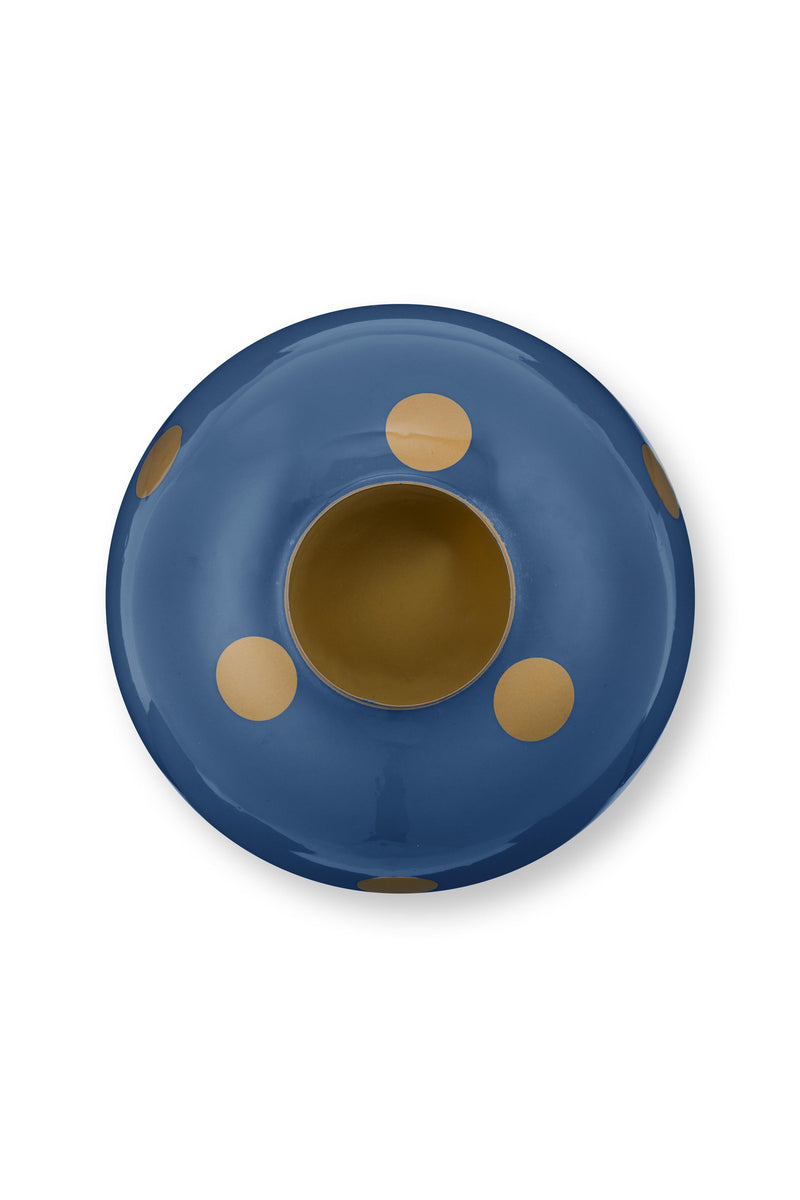 Pip Studio Vaas - Dots Navy-Gold - Metaal - 23 cm