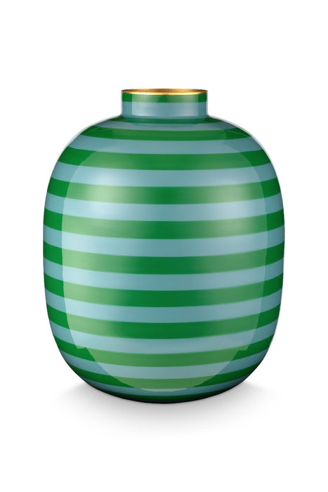 Pip Studio Vaas - Metal Stripes Green - Metaal - 32 cm