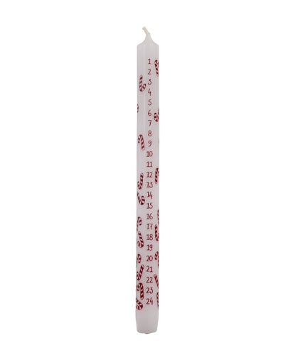 Rustik Lys Candy Cane Adventskaars - 29 cm
