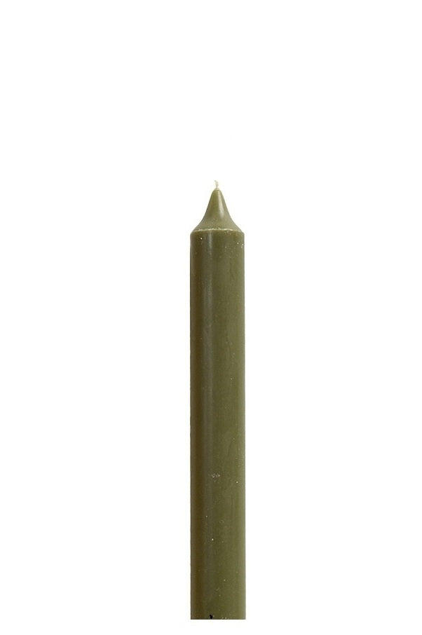 Rustik Lys Stearine Dinerkaars - Mosgroen - 28 cm