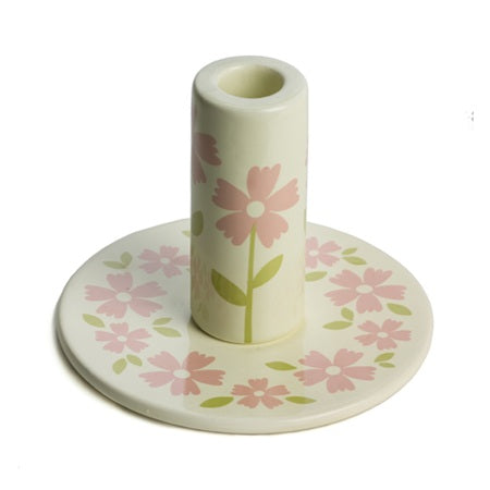 Rustik Lys Kandelaar Flowers - Aardewerk