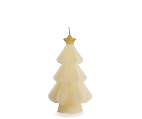 Rustik Lys Kerstboom Kaars - Cream - 9 cm