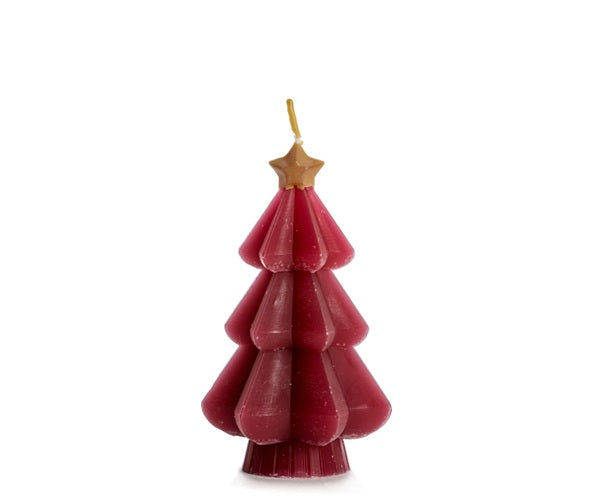 Rustik Lys Kerstboom Kaars - Raspberry - 15 cm