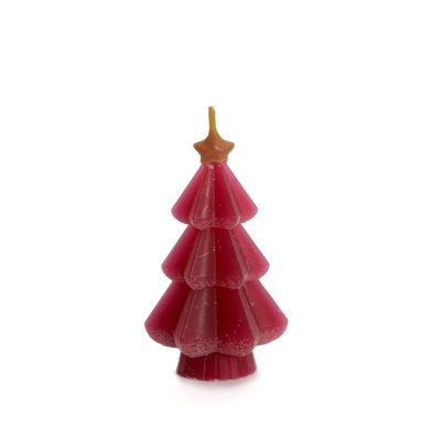 Rustik Lys Kerstboom Kaars - Raspberry - 9 cm