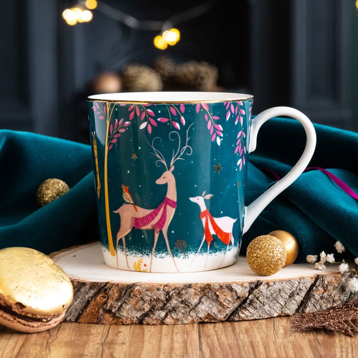 Sara Miller London Woodland Tales Deer & Robin Beker - Fine China - 340 ml