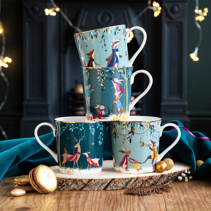 Sara Miller London Woodland Tales Deer & Robin Beker - Fine China - 340 ml