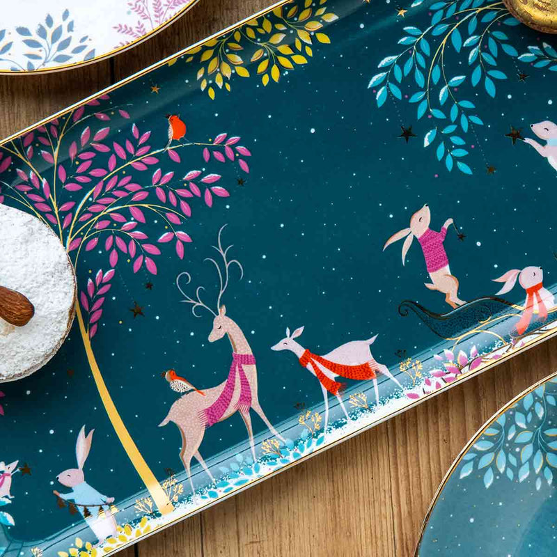 Sara Miller London Woodland Tales Deer & Robin Schaal - Fine China - 36,1 cm x 16,1 cm