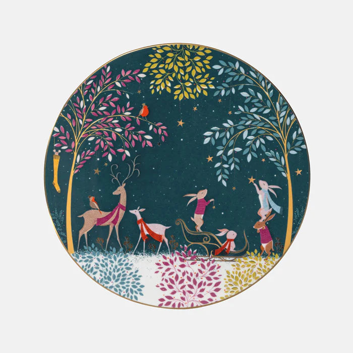 Sara Miller London Woodland Tales Deer & Robin Serveerbord  - Fine China - Ø 22,8 cm