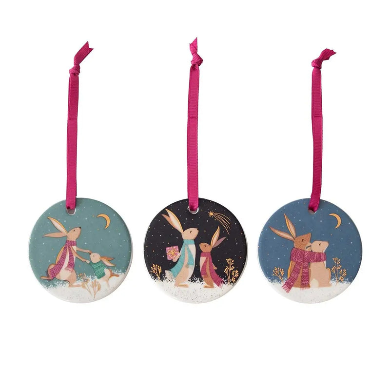 Sara Miller London Woodland Tales Kersthangers - Set van 3 - Porselein - Ø 6,6 cm