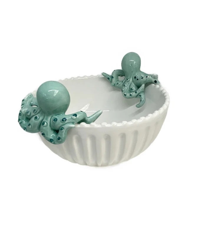 Piccobella Schaal Octopus - Blauw - Keramiek - Ø 18 cm