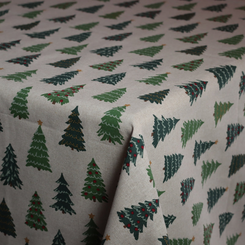 Marbella Tafelkleed - Kerstbomen - 80% Katoen - 20% Polyester - 180 cm x 140 cm