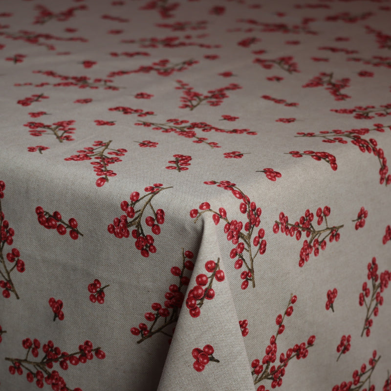 Marbella Tafelkleed - Rode Besjes - 80% Katoen - 20% Polyester - 180 cm x 140 cm