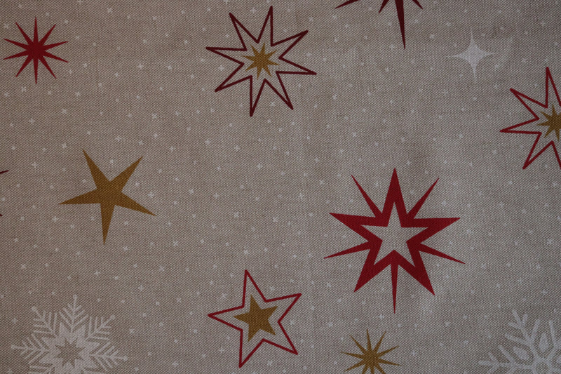 Tafelloper - Sterren en Sneeuwvlokjes - 80% Katoen - 20% Polyester - 50 cm x 140 cm