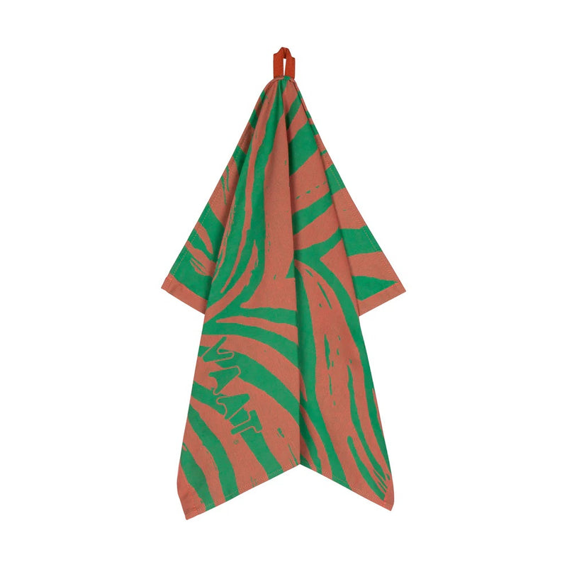 VAAT Gift Set I love Zebra - Coral/Green - Keukendoek en Handdoek - 100% Jacquard Geweven Katoen