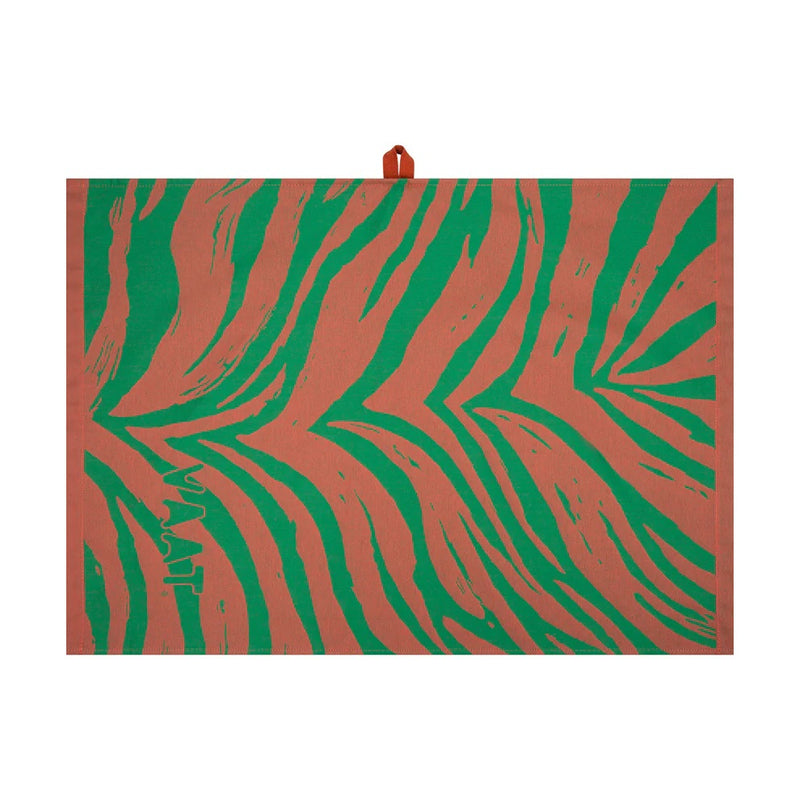 VAAT Gift Set I love Zebra - Coral/Green - Keukendoek en Handdoek - 100% Jacquard Geweven Katoen