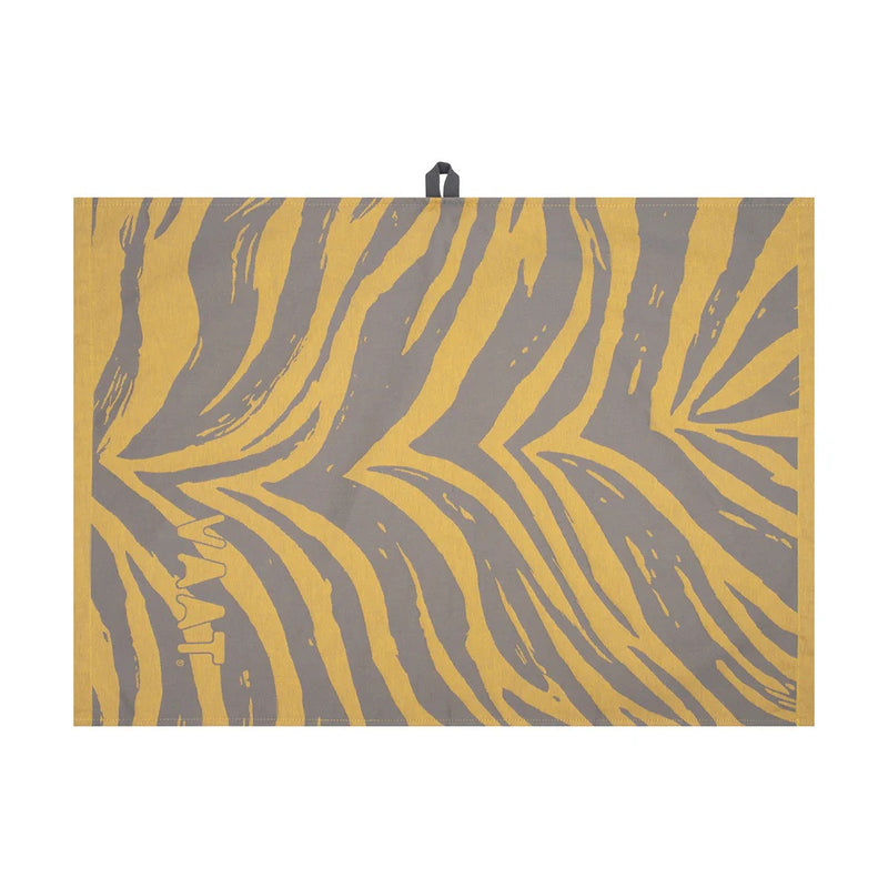 VAAT Gift Set I love Zebra - Yellow/Light Grey - Keukendoek en Handdoek - 100% Jacquard Geweven Katoen